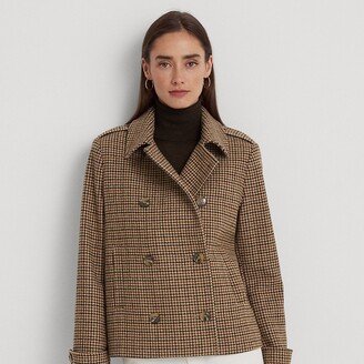 Ralph Lauren Houndstooth Wool-Blend Cropped Coat