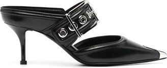 Punk 65mm buckled leather mules