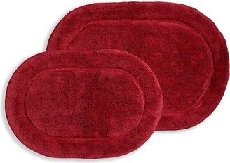 Plush and Absorbent Non-Slip Cotton Burgundy Oval 2-Piece Bath Rug Set by Blue Nile Mills