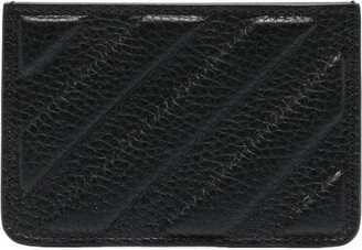 Diag-stripe leather cardholder-AA