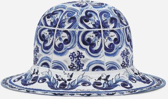 Majolica-print poplin hat