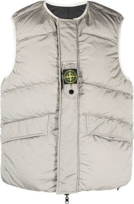 Compass-badge reversible down-filled gilet