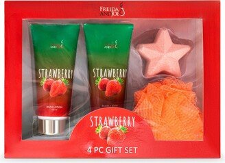 Freida and Joe Strawberry Fragrance 4-Piece Bath and Body Box