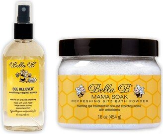 Bella B Naturals Bundle: Mama Soak Bath Powder 16oz and Bee Relieved Soothing Vaginal Spray 4.5oz