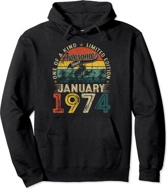 Generic Vintage January 1974 50 Years Old 50th Birthday Gifts Women Pullover Hoodie