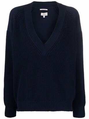 V-neck knitted jumper-BW