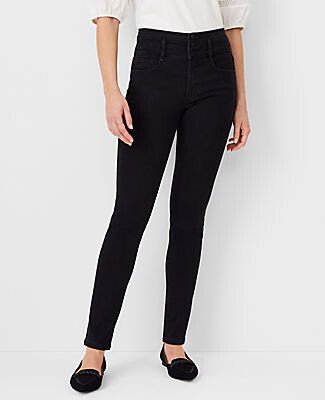 Petite Sculpting Pocket High Rise Skinny Jeans in Jet Black Wash