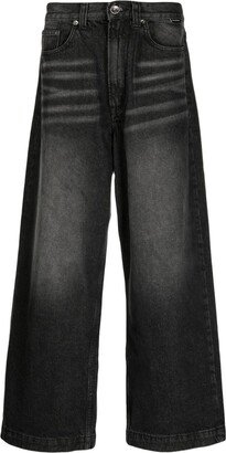 High-Rise Wide-Leg Cotton Jeans-AA