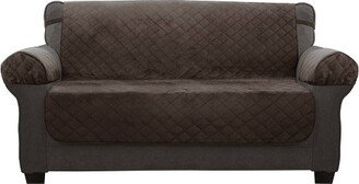 Non-Slip Plush Microfiber Loveseat Pet Cover Chocolate