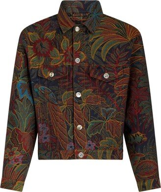 Patterned-Jacquard Denim Jacket