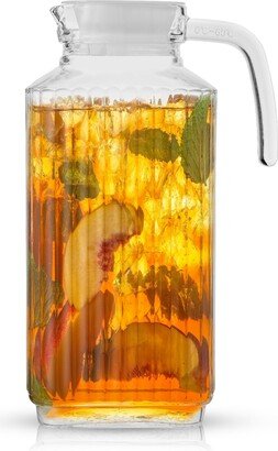 Glass Beverage Pitcher with Handle and 2 Lids, 60 oz