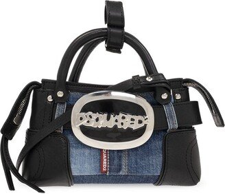 Belt Denim-Patchwork Top Handle Bag