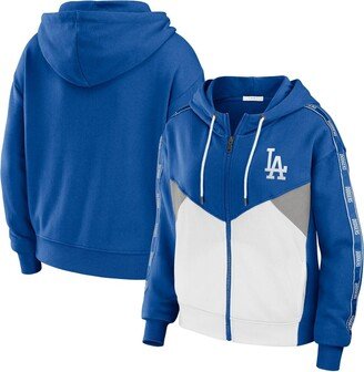 Women's Wear by Erin Andrews Royal, White Los Angeles Dodgers Plus Size Color Block Full-Zip Hoodie - Royal, White