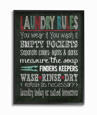 Home Decor Laundry Rules Typography Chalkboard Bathroom Framed Giclee Art, 16 x 20