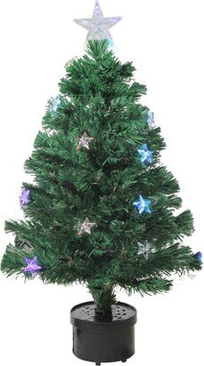 Northlight Pre-Lit Colour Changing Fibre Optic Christmas Tree with Stars