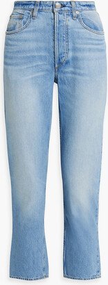 Nina cropped faded high-rise straight-leg jeans