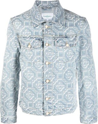 Monogram-Print Denim Jacket-AB