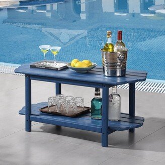 Hausfame 2 Tier Patio Table-Outdoor Coffee Table Adirondack Balcony Table HDPE Deck Table For Backyard Pool