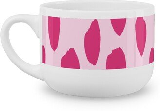 Mugs: Brushstrokes - Fuchsia And Light Pink Latte Mug, White, 25Oz, Pink