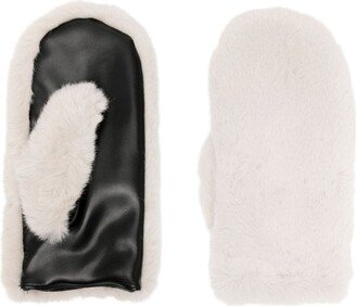 Panelled Faux-Fur Mittens