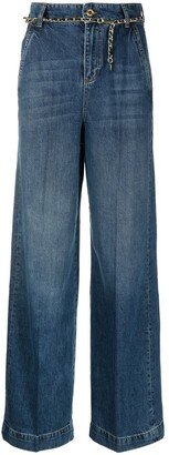 Chain-Link Wide-Leg Jeans