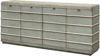 Betty 4 Door 4 Drawer Credenza with Cream Top Distressed Blue/Gray - Treasure Trove Accents