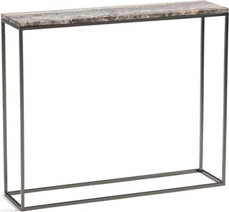 Mahaut Travertine Top And Metal Console