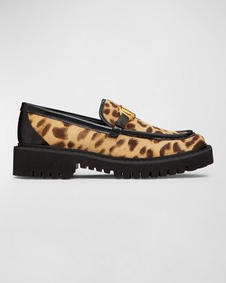 VLogo Leopard Medallion Loafers