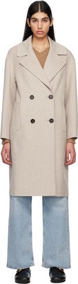 Beige Double-Breasted Coat