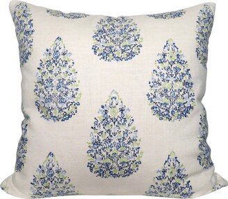 John Robshaw Kedara Blue Tree Pillow Cover - Same Fabric On Both Sides All