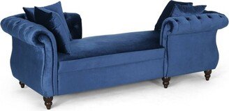 Houck Modern Glam Tufted Velvet Tete-A-Tete Chaise Lounge with Accent Pillows