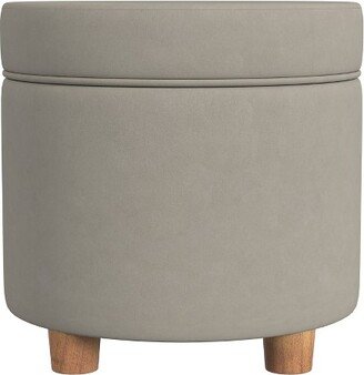 Round Storage Ottoman Fawn Velvet