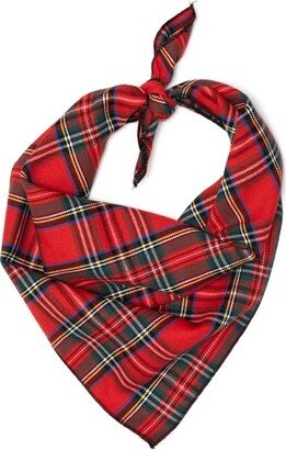 The Worthy Dog Plaid Classic Square Tie-On Bandana - Red - S