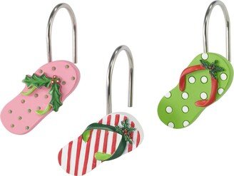 Flamingo Jingle Holiday Resin 12-Pc. Shower Curtain Hooks