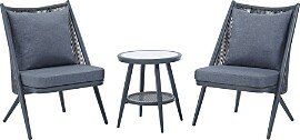 Wolcott Gray 3-Piece Patio Chair & Slate Top Table Set