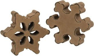 Antiqued Wooden Chunky Snowflake 2 Asstd. - 4W x 4H x 1D