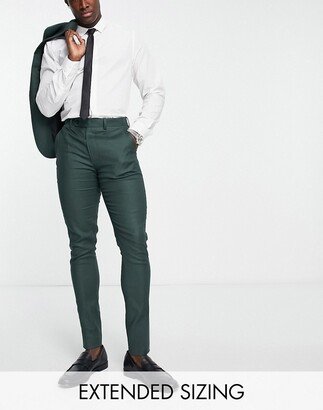 skinny linen mix suit pants in forest green