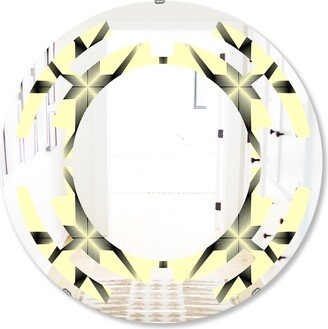 Designart 'Oriental Ornament. Flower Pattern' Printed Modern Round or Oval Wall Mirror - Space