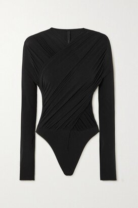 Star Wrap-effect Stretch-jersey Bodysuit - Black