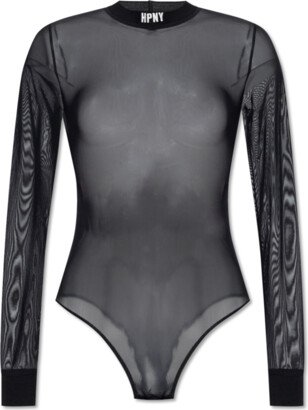 Transparent Bodysuit - Black