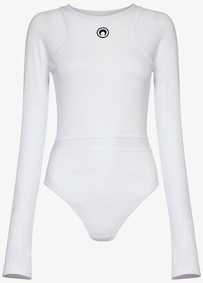 Marine erre Womens Wh10 Embroidered-moon Organic-cotton tretch-jersey Bodysuit