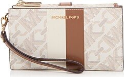 Signature Print Double Zip Smartphone Wristlet