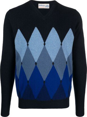 Cashmere Argyle Intarsia-Knit Jumper-AB