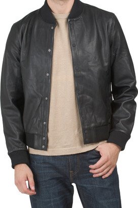 TJMAXX Leather Leather Bomber Jacket For Men