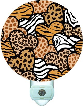 Animal Print Hearts Decorative Round Night Light