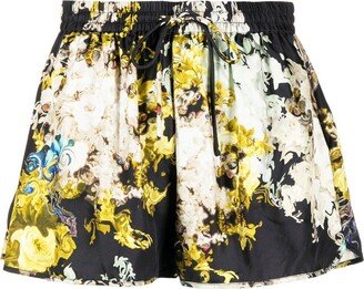 Floral-Print Silk Shorts-AB