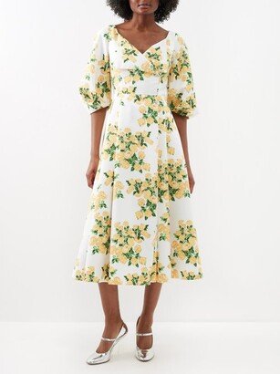 Gabby Floral-print Taffeta Midi Dress