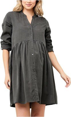 Maternity Demi Tencel Button Down Nursing Dress Olive