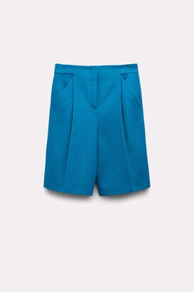 Cotton twill pleated bermuda shorts