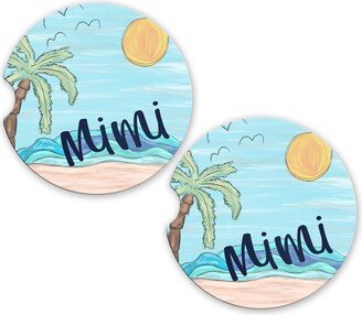 Monogrammed Beachy Car Coasters, Coaster Set, Personalized Cup Holder Custom Coasters